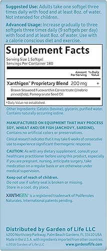 Miniatura 10 de Garden of Life Fucoxantina Suplementos - Píldora de dieta FucoThin para pérdida de peso, 90 cápsulas blandas
