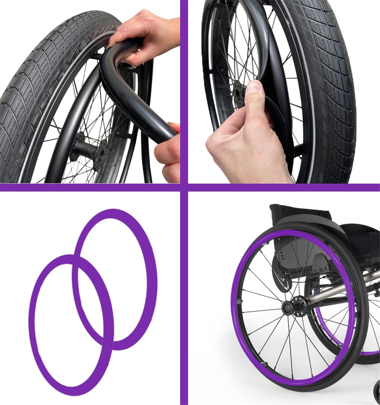 Copricerchi per Sedia a rotelle da 22/24 Pollici, copriruota per Sedia a rotelle, copriruota per Sedia a rotelle Sportiva con Ruota Posteriore, Resistenti all'Usura, migliorano la