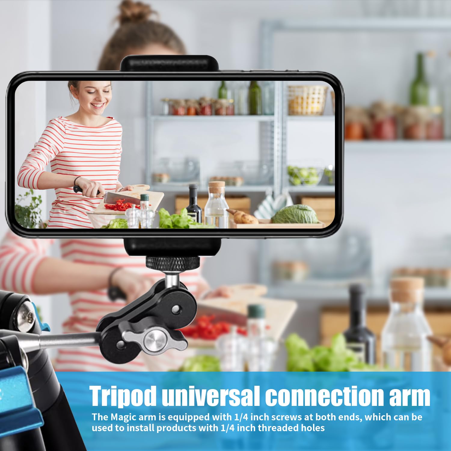 Bras magique articulé ChromLives de 28 cm, bras de friction réglable avec support, vis de