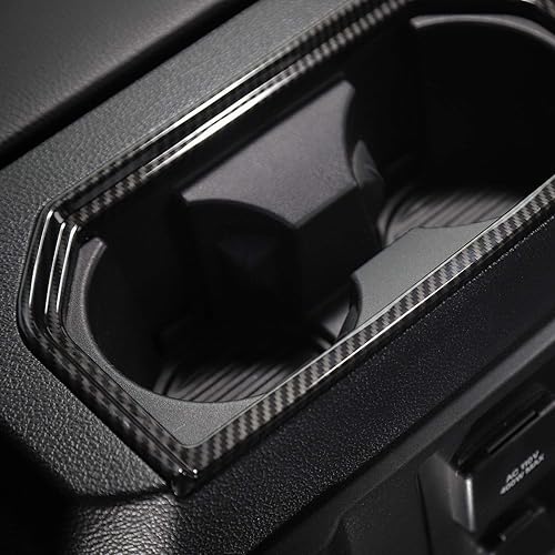 Miniatura 5 de Voodonala Para F150 ABS Fibra de Carbono Trasero Portavasos Trim Marco para Ford F150 2016-2019, 1 unidad