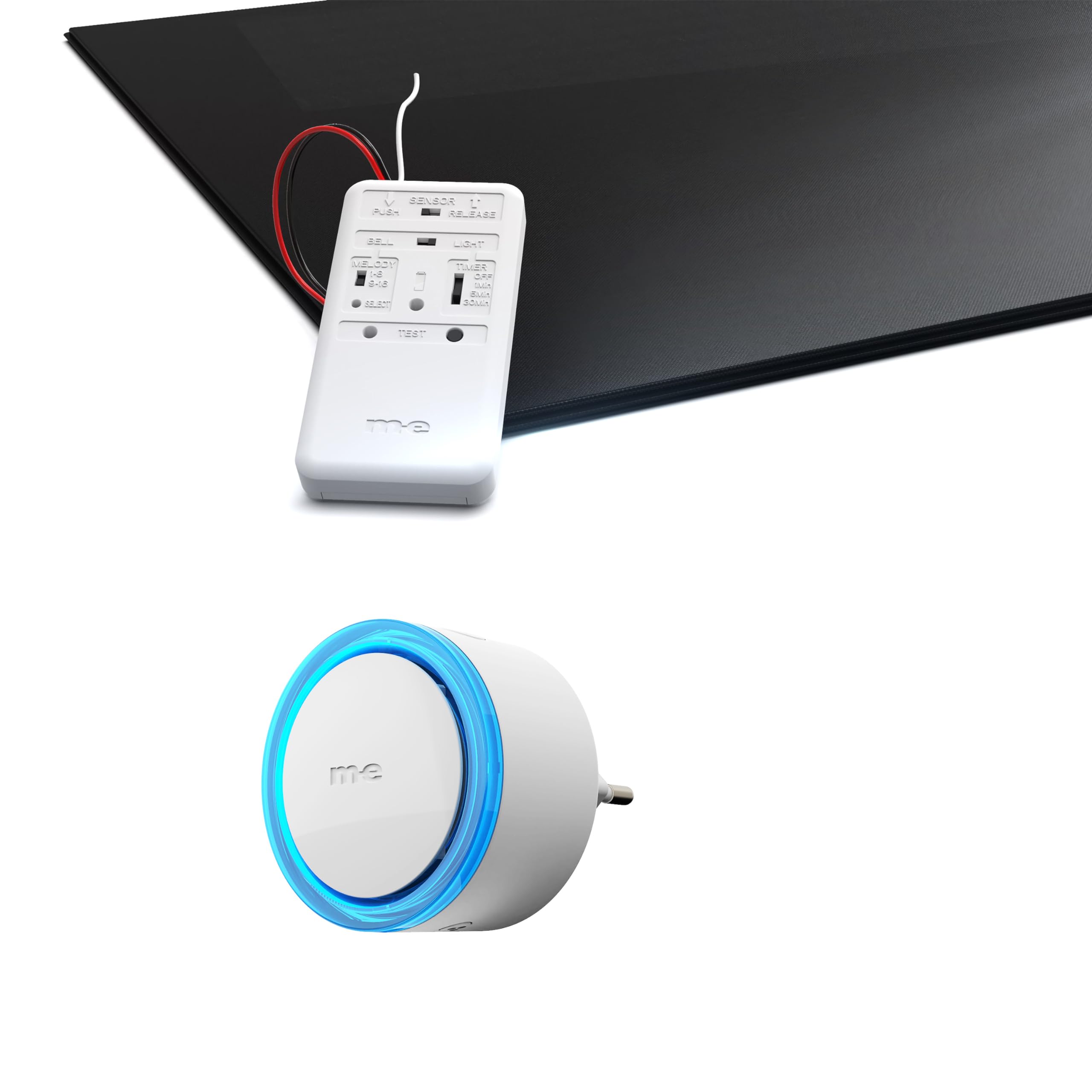 m-e Alarm Step Mat BELL-5777 - Doorbell Mat for Seniors & Dementia - Wireless Sensor Mat with Radio - Alarm Movement - For Care, Entrance, Pets - Bell Mat Dementia