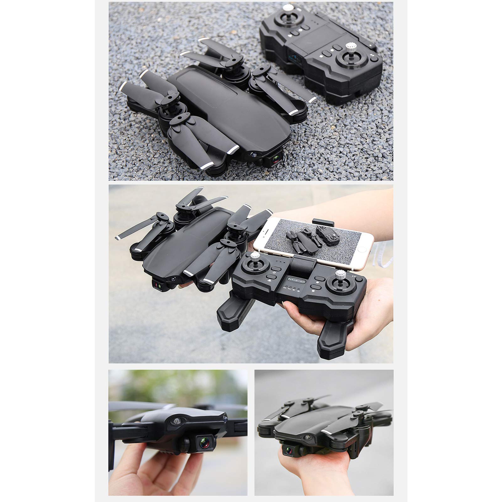 NA Mini Drone Pieghevole, con Videocamera 4K HD, Riprese Surround, Riprese A Seguire, Quadricottero RC Elicottero, per Bambini E Principianti,3 Battery