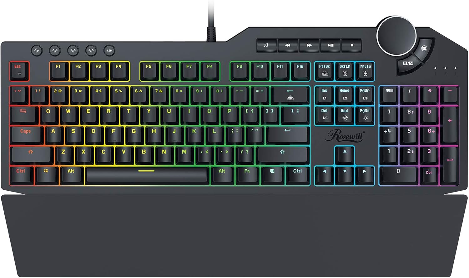 Rosewill Mechanical Gaming Keyboard, 15 RGB Backlit Modes, 2Port USB