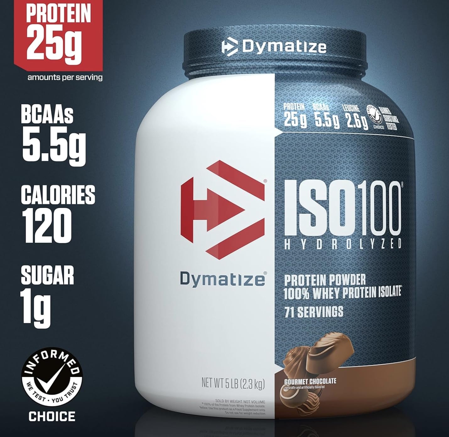 Dymatize ISO 100 Proteína Hydrolyzed 5 Lbs Chocolate.