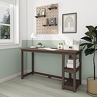 Vista 13 de Max & Lily Escritorio de madera maciza con estantes, 47 pulgadas, arcilla