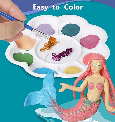 Miniatura 5 de BESTYMXY Kit de pintura de juguetes de sirena, kit de pintura de sirena, juego de arte para niños, juego de arte de pintura de sirena y