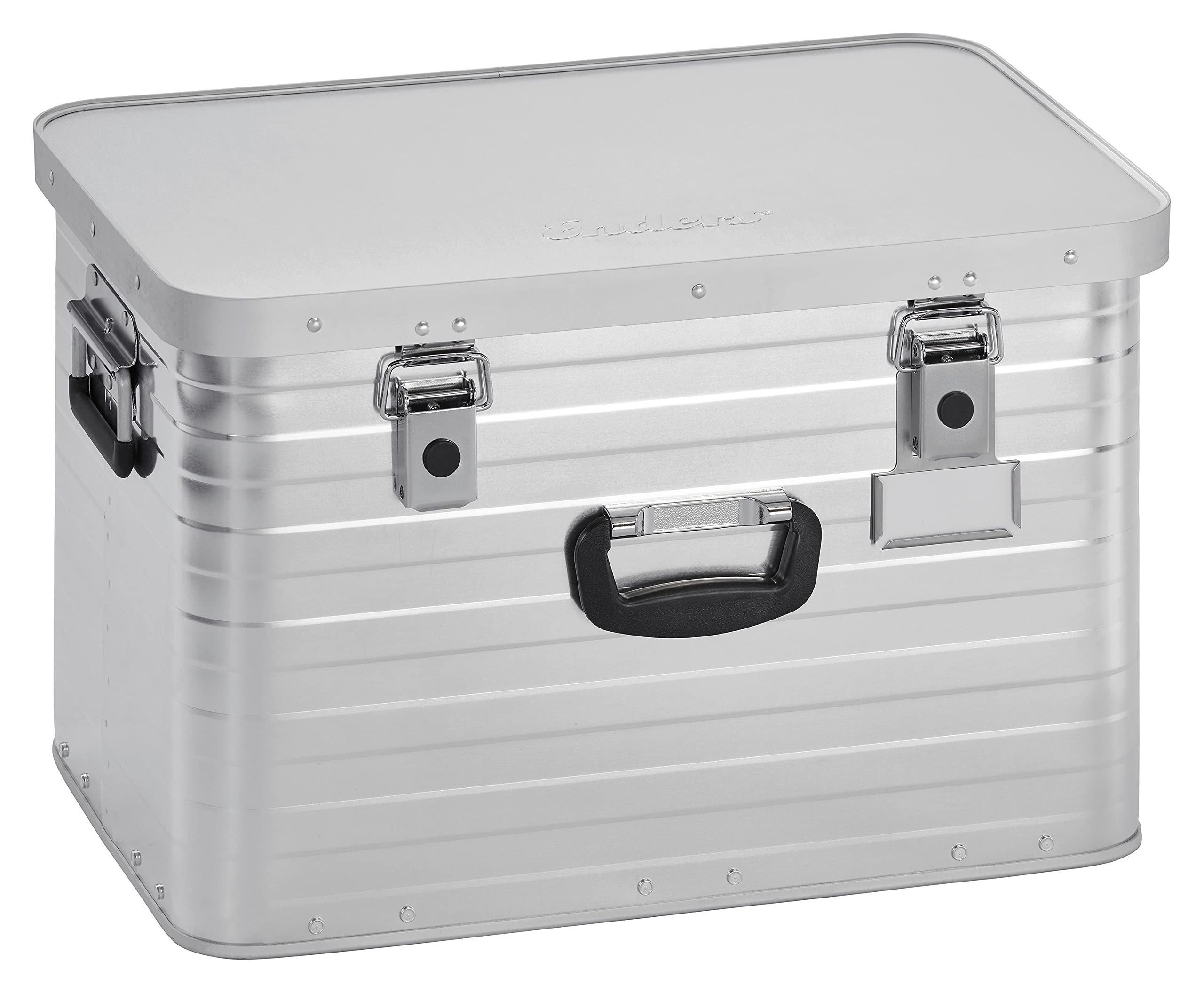 Enders Alubox 63 L mit Schloss Set - Aluminium Box 1 mm Wandstärke, spritzwasserdicht, stapelbar - Alukiste, Metallkiste, Metallbox mit Deckel - verwendbar als Transportbox, Werkzeugkiste, Lagerbox