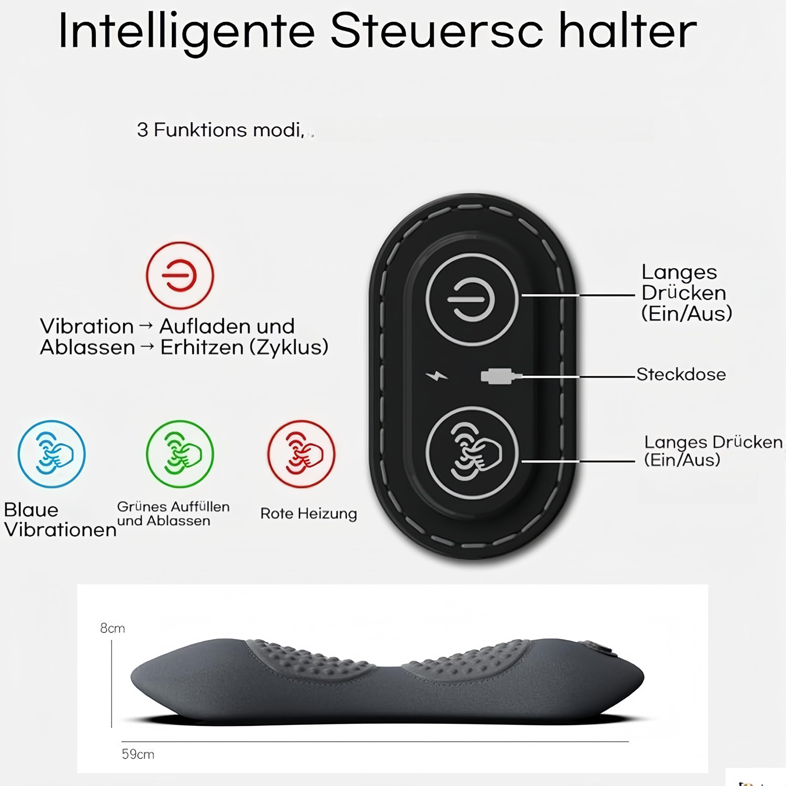 Dr. Vitalex OrthoFlex Pro 2025 - Masajeador de espalda eléctrico con calor, vibración y soporte lumbar para el dolor de espalda y alivio de la columna vertebral, ideal (negro)