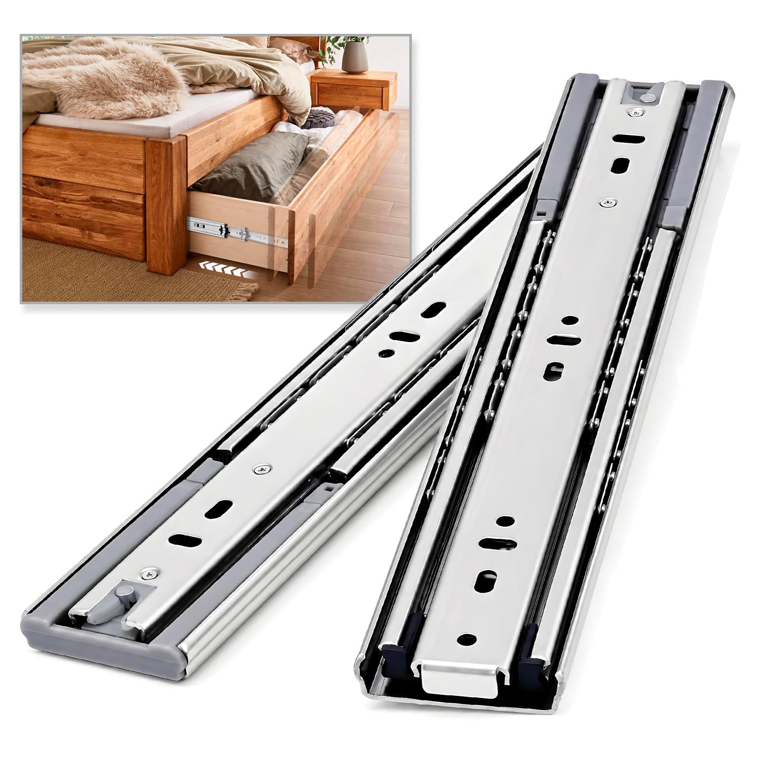 REGUDA Soft Close Heavy Duty Drawer Slides Load 62 kg Full Extension Runners 12 14 16 18 20 22 24 26 28 30 32 34 36 38 40 Inch Side Mount Rails for Drawer Capacity 62 kg 1 Pair(Soft Close)