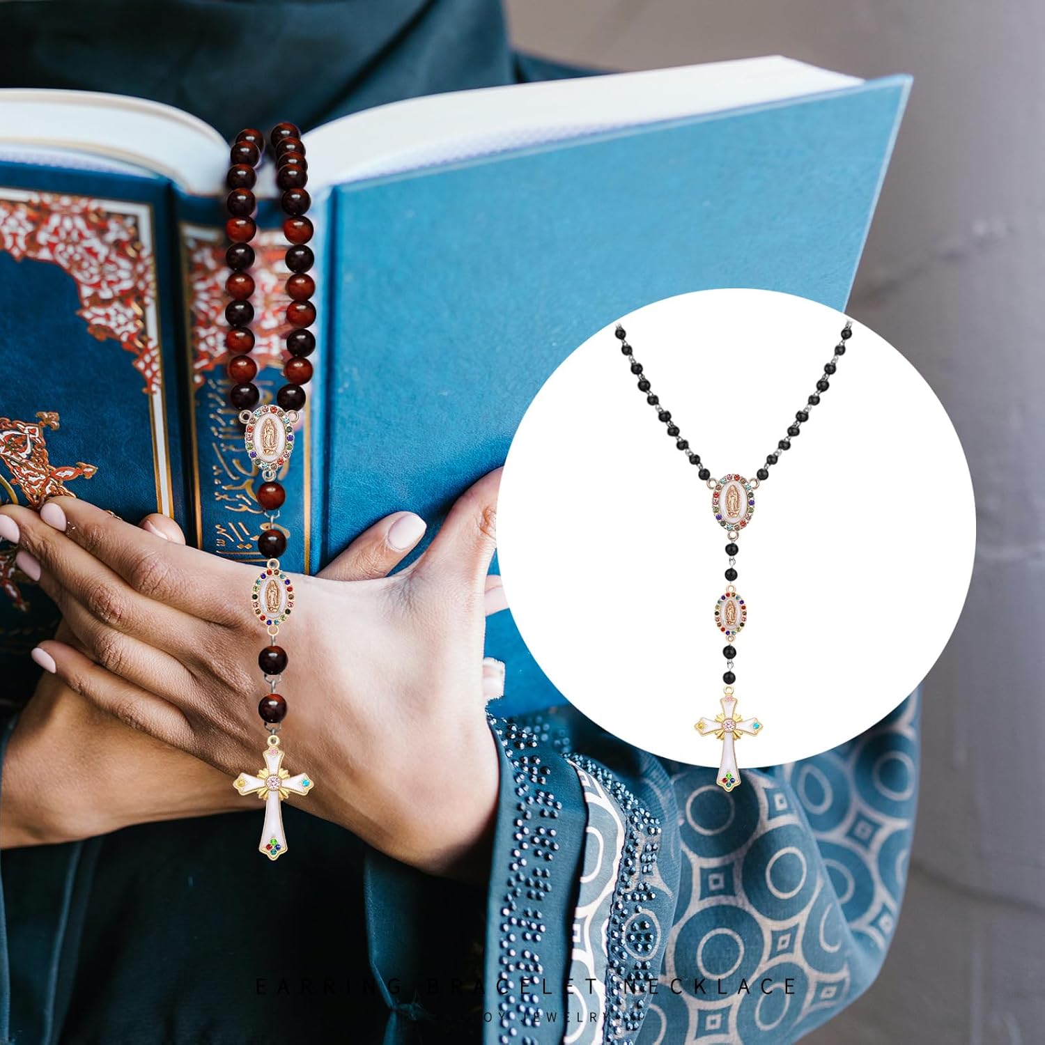 36Pcs 6Colors Virgen de Guadalupe Charm Alloy Enamel Rhinestones Our Lady Link Charms Pendant for Diy Mexican Bracelet Jewelry Making - Image 6