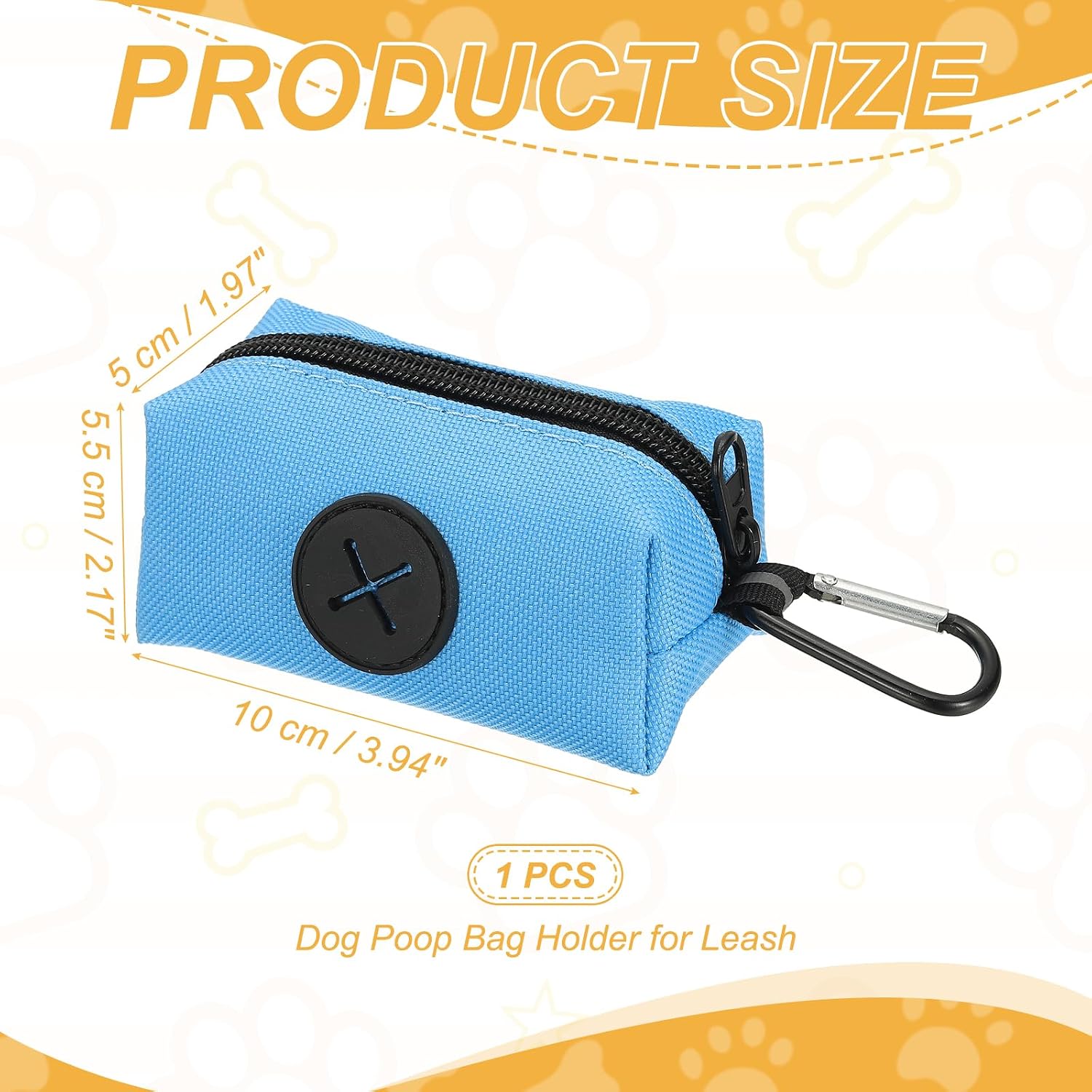 Poop Bag Holder, Dog Waste Bag Holder for Leash with Zipper Portable Reusable Dispenser Pet Poop Waste Pouch, (1Pcs, Light Blue), Intended for Outdoor/Travel/Walking/Dog Park image 2