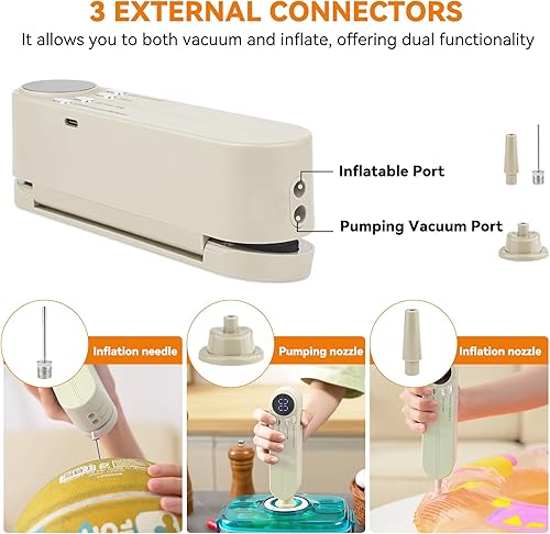 Miniatura 4 de Máquina selladora al vacío de almacenamiento de alimentos, mini selladora al vacío portátil 3 en 1 recargable para ahorrar alimentos, mini sellador