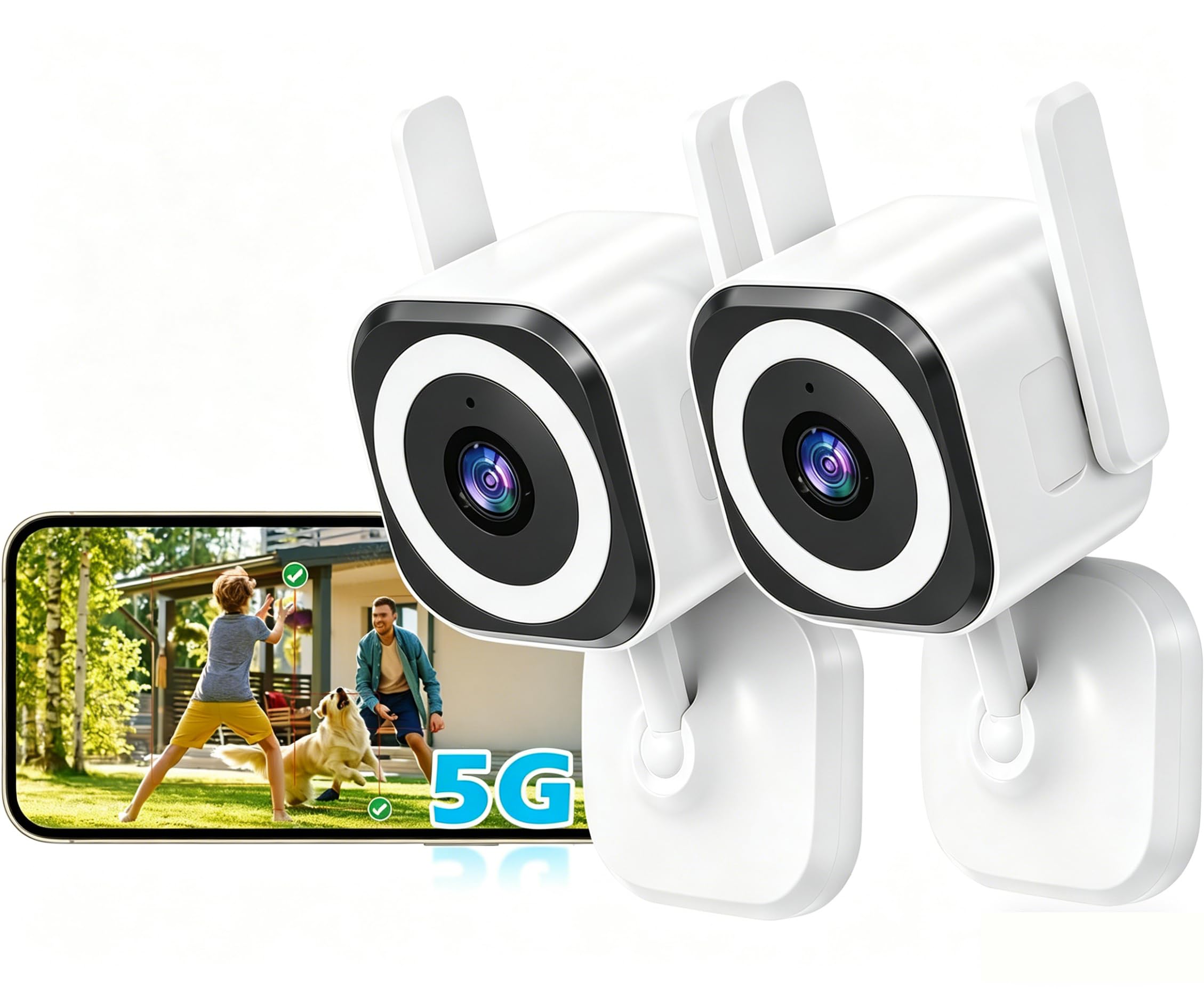 2K 5G Telecamera di Sorveglianza Esterna/Interna, Telecamera di Sorveglianza Esterna, Telecamera WLAN per Interni/Esterni, Babyphone con App, Telecamera per Cani, IP66 Impermeabile, Audio