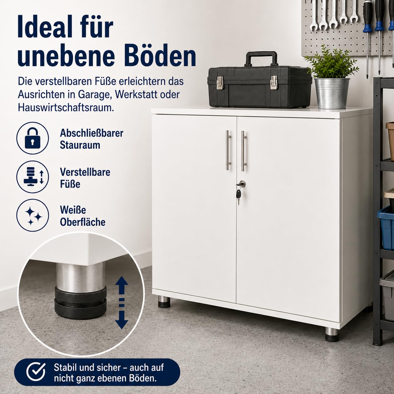 MMT Furniture Ltd weiss aufbewahrungsschrank – mehrzweckschrank - 2 türiger Büroschrank - Akten Büroschrank mit einlegeböden – abstellschrank (80D x 45W x 73H inches)