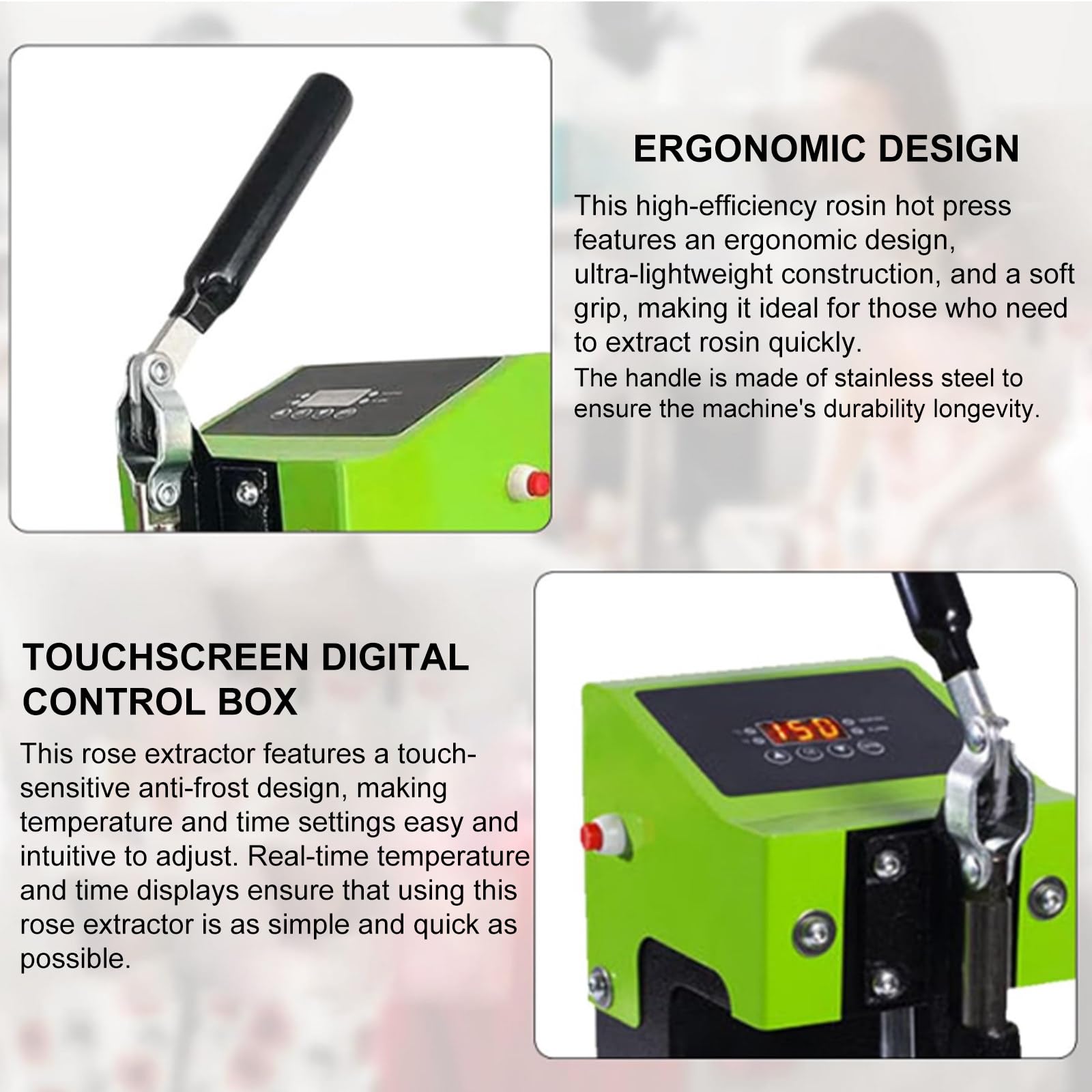 Rosin Calore Pressa Macchina, Pressa Portatile con LED Digitale Manuale Pressa Termica Idraulica Macchina, per Cucina Domestica E Progetti Artigianali