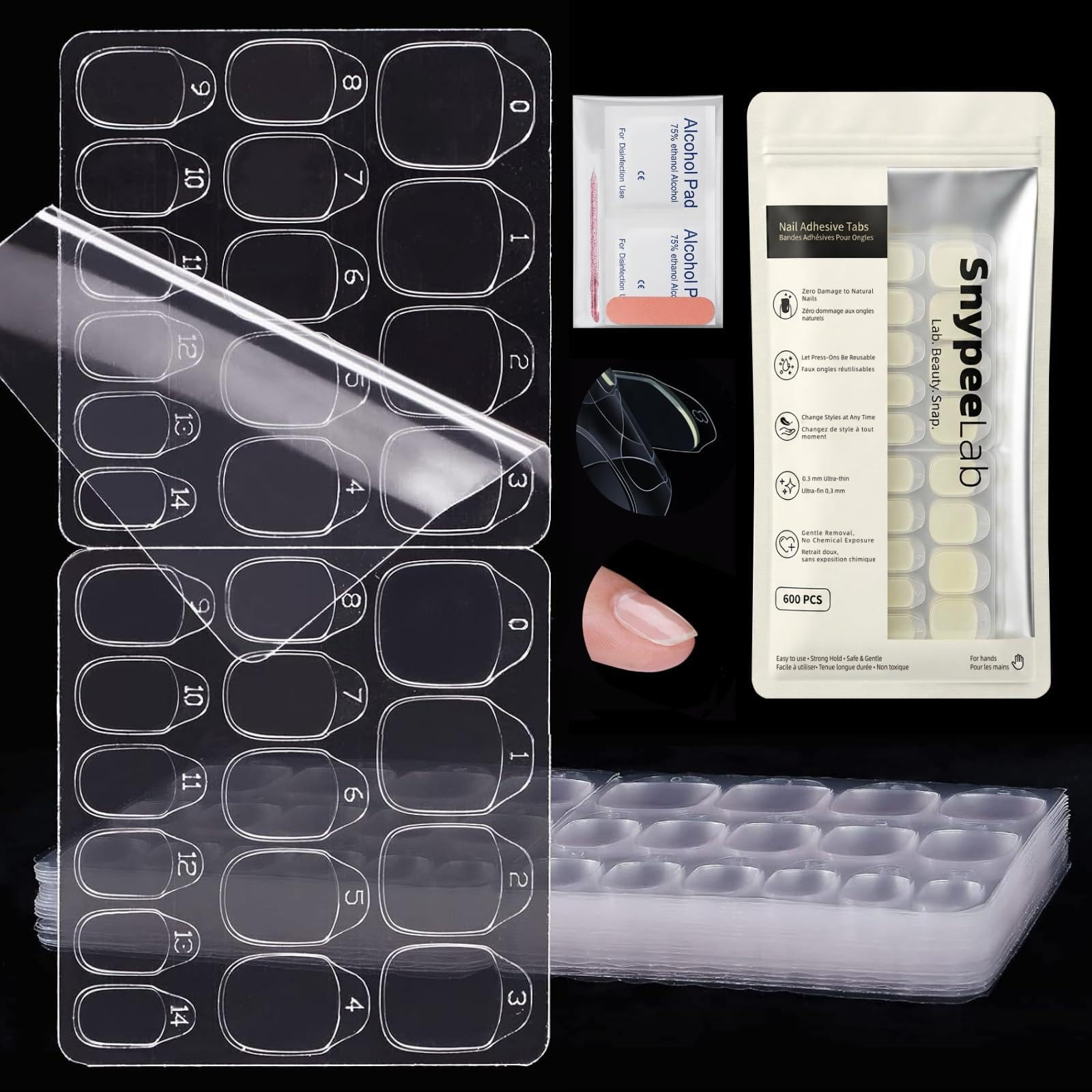 Nail Sticky Tabs Upgraded 600PCS With Tool Kit Press On Nail Tabs