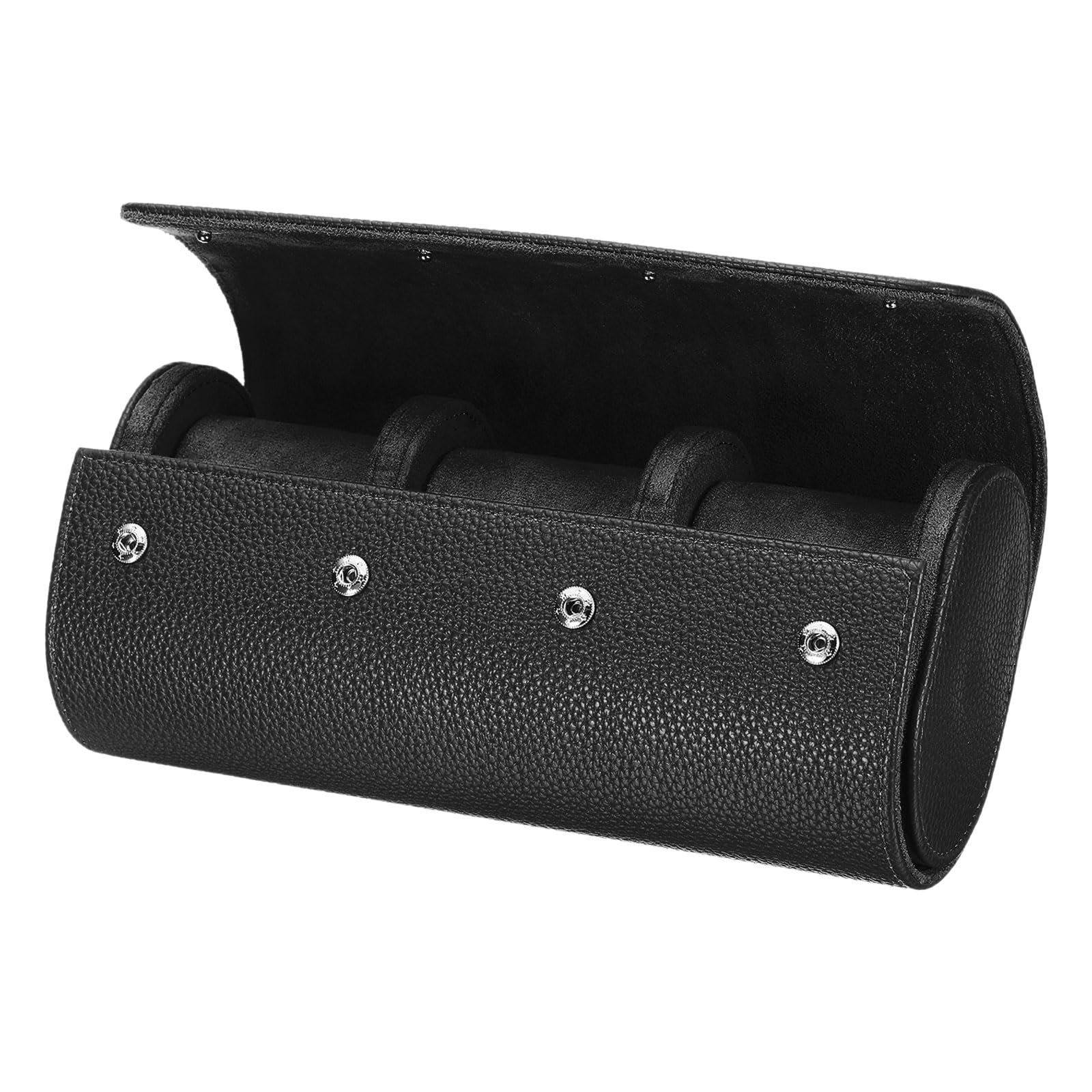 Estuche enrollable para relojes de sourcing map, 3 compartimentos, estuches portátiles de cuero para relojes para hombres y mujeres, organizador de almacenamiento de relojes con almohadillas extraíb