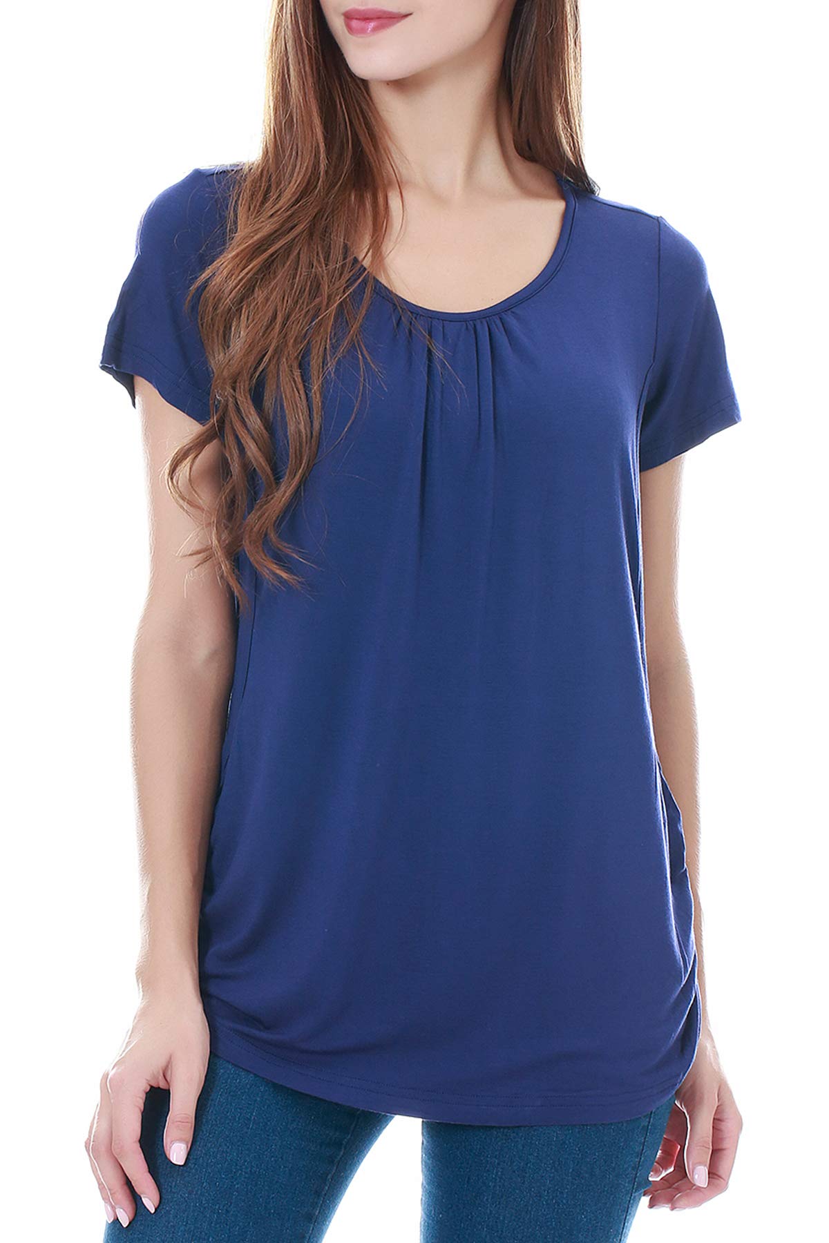 Smallshow Women's Navy ’S Maternity Nursing Tops Short Sleeve Modal Breastfeeding T Shirt Xxl