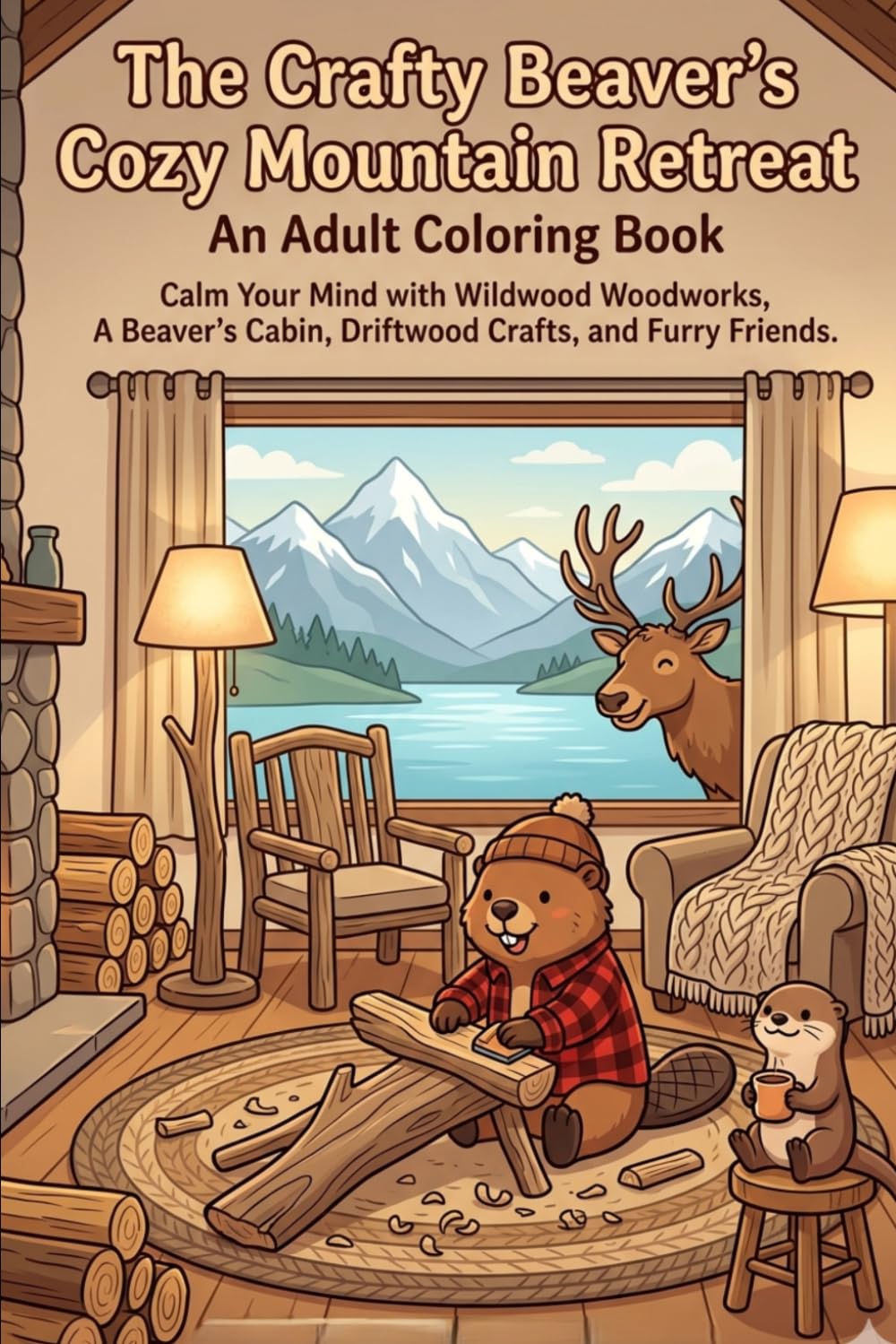 The Crafty Beaver’s Cozy Mountain Retreat: An Adult Coloring Book for Stress Relief