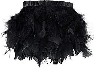 Daieeparty Black Turkey Feathers Trim Fringe 2Yard 4-6inch for Party Clothing DIY Sewing Craft Wedding Dress Decoration Natural Fluffy Turkey Feather Trim - Buy now