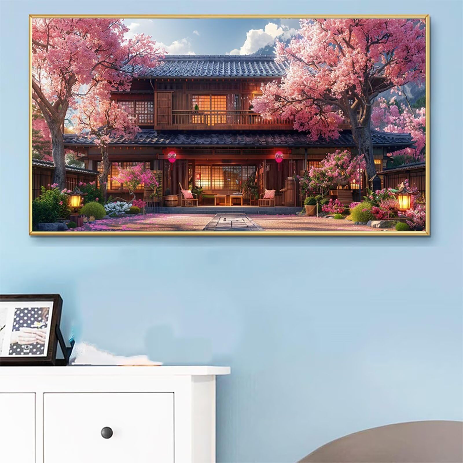 Peinture Numero Adulte Paysage Peinture Numéro Arbre DIY Coloriage par Numero Adulte 50x100cm avec Pinceaux et Acryliques, Sans Cadre, Kit Activité Manuelle Pour Décoration Été Maison Salon RB-21