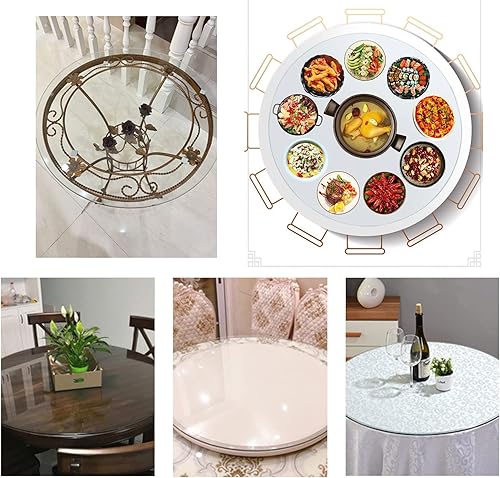 Miniatura 7 de WORDFUN Mesa de vidrio templado, tablero redondo de vidrio templado de 14 a 40 pulgadas, duradero, resistente a los impactos, para mesa de comedor,