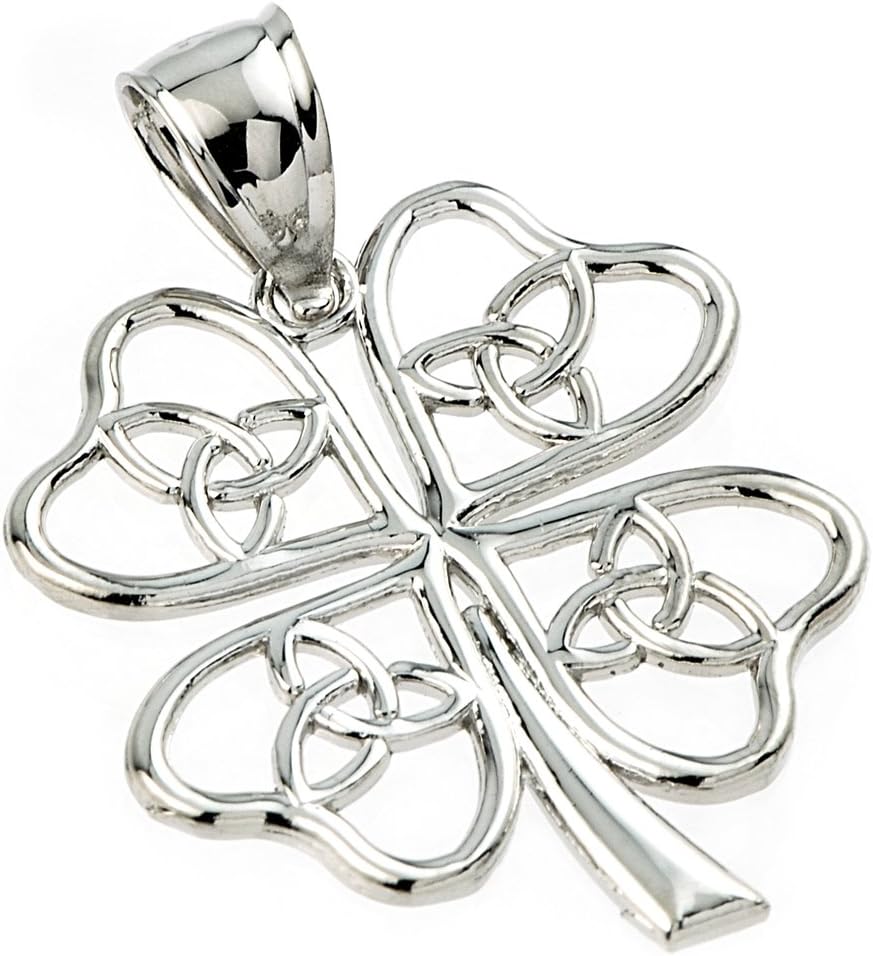 Celtic Trinity Knot Lucky Clover Pendant in Sterling Silver