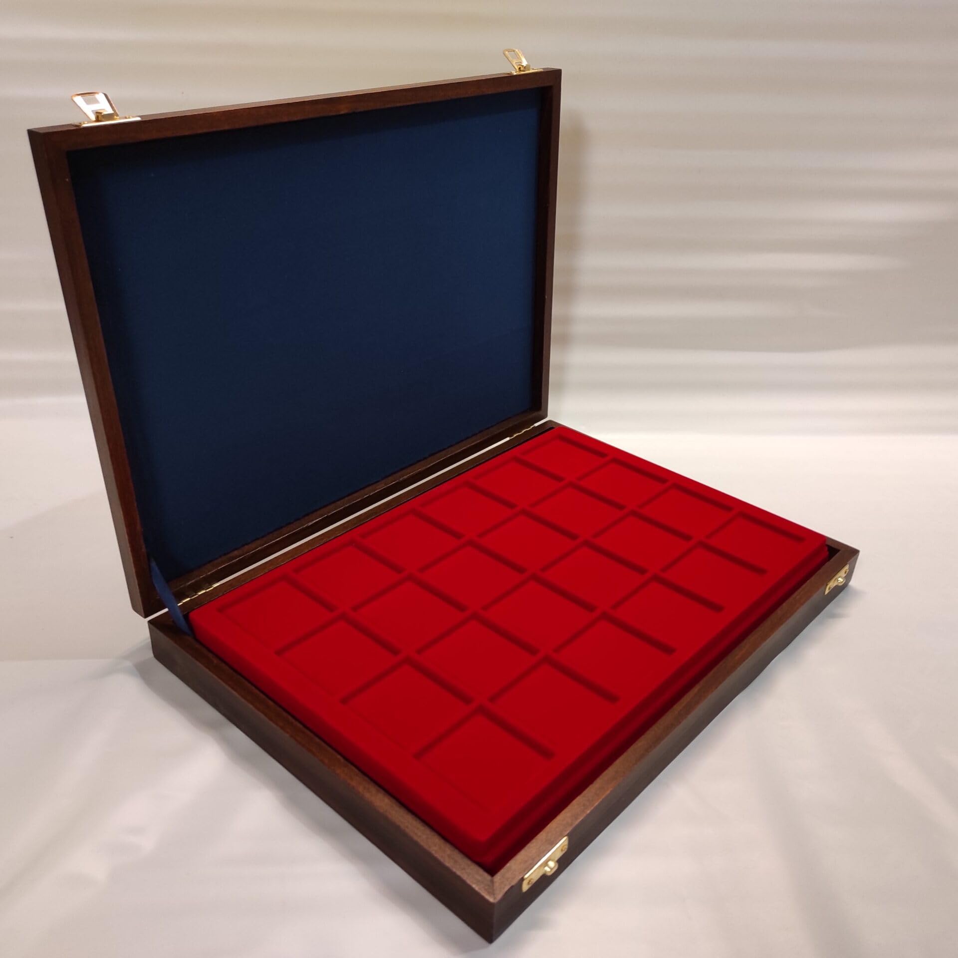 Cofanetto monete da collezione con 3 vassoi in velluto per monete Repubblica Italiana, legno massello artigianale, numismatica - Coins&More