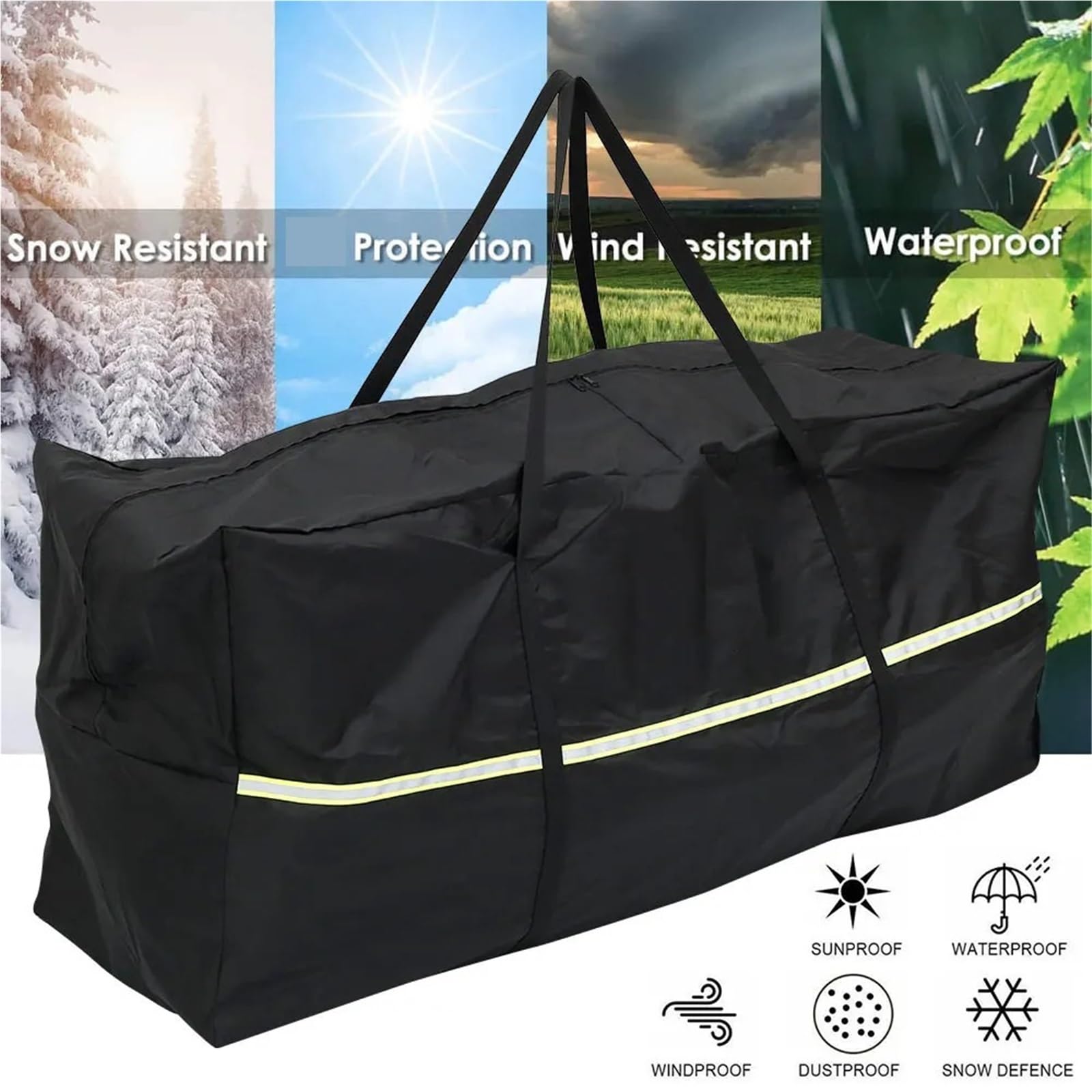 Borsa Portaoggetti For Cuscini For Mobili Da Esterno Custodia Protettiva For In Tessuto Oxford 210D Impermeabile Multifunzione Per Cuscini(Black A,173x76x51cm)