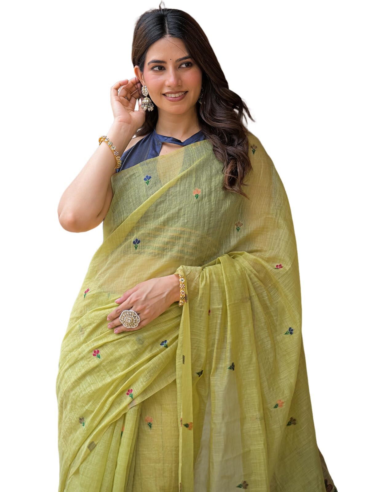 satrani Women's Weaving Chanderi Saree with Unstitched Blouse-picture-28