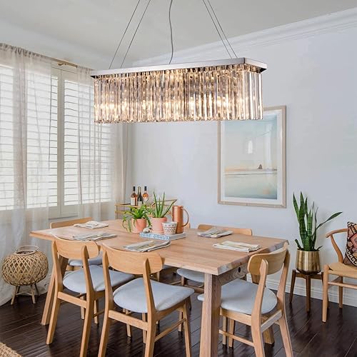 Miniatura 6 de Candelabros rectangulares de cristal, lámpara de techo colgante moderna de lujo, lámpara contemporánea, lámpara de iluminación para comedor, sala de