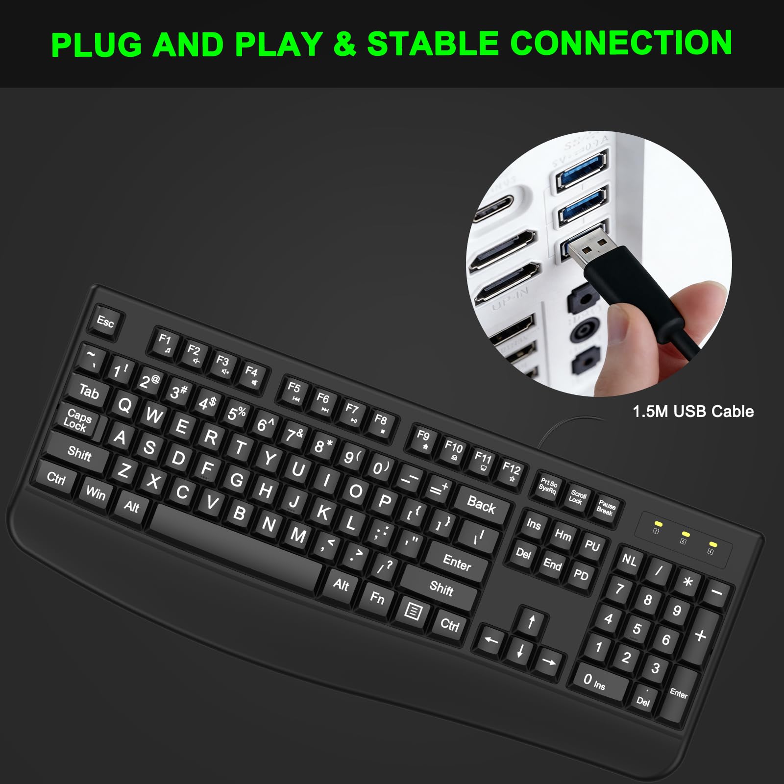 Amazon | QUASIO 大型プリント 人間工学キーボード リストレスト付き