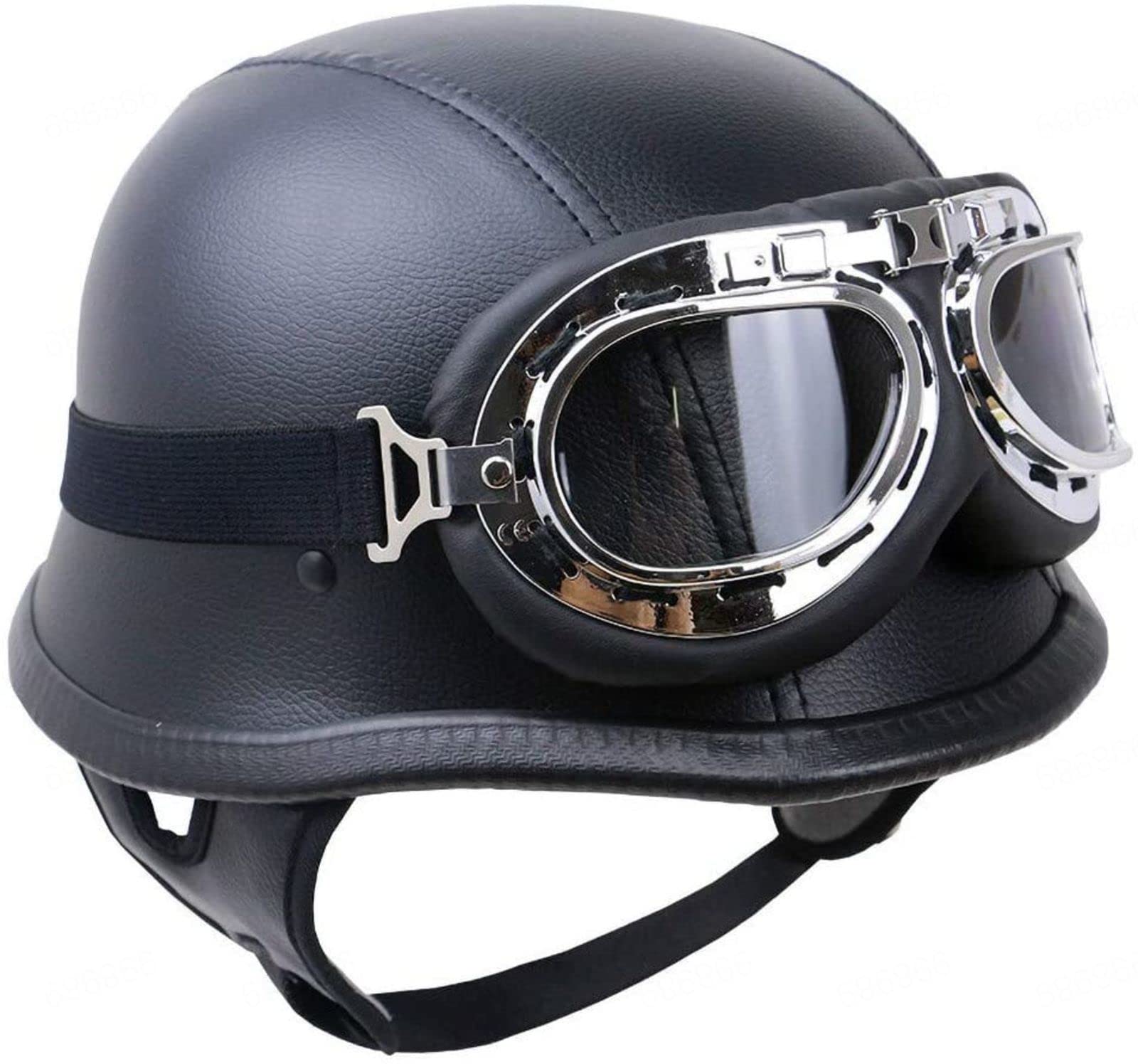 EBAYIN Casque Jet Demi-Casque De Moto, Casque Ouvert Casque Demi-Coque Style Allemand Demi-Casquette D'éTé Homme Femme Cruiser Chopper Scooter Cyclomoteur Casque Approuvé Dot ECE,A-XL=（61~62cm）