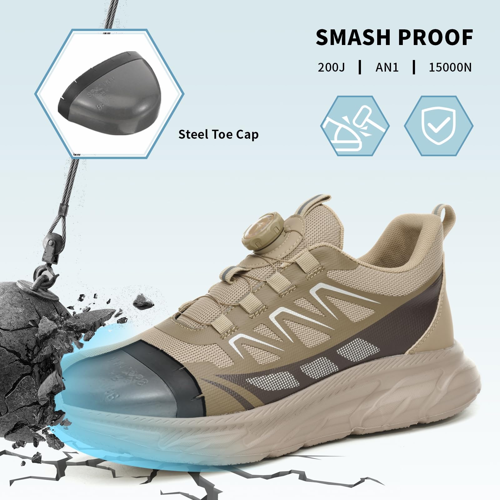 BAXIWUY Scarpe Antinfortunistiche Uomo Scarpe da Lavoro Donna Leggere Traspiranti Sneakers Alte Antiscivolo Comode Scarpe Sicurezza Regolazione Rapida dei Lacci