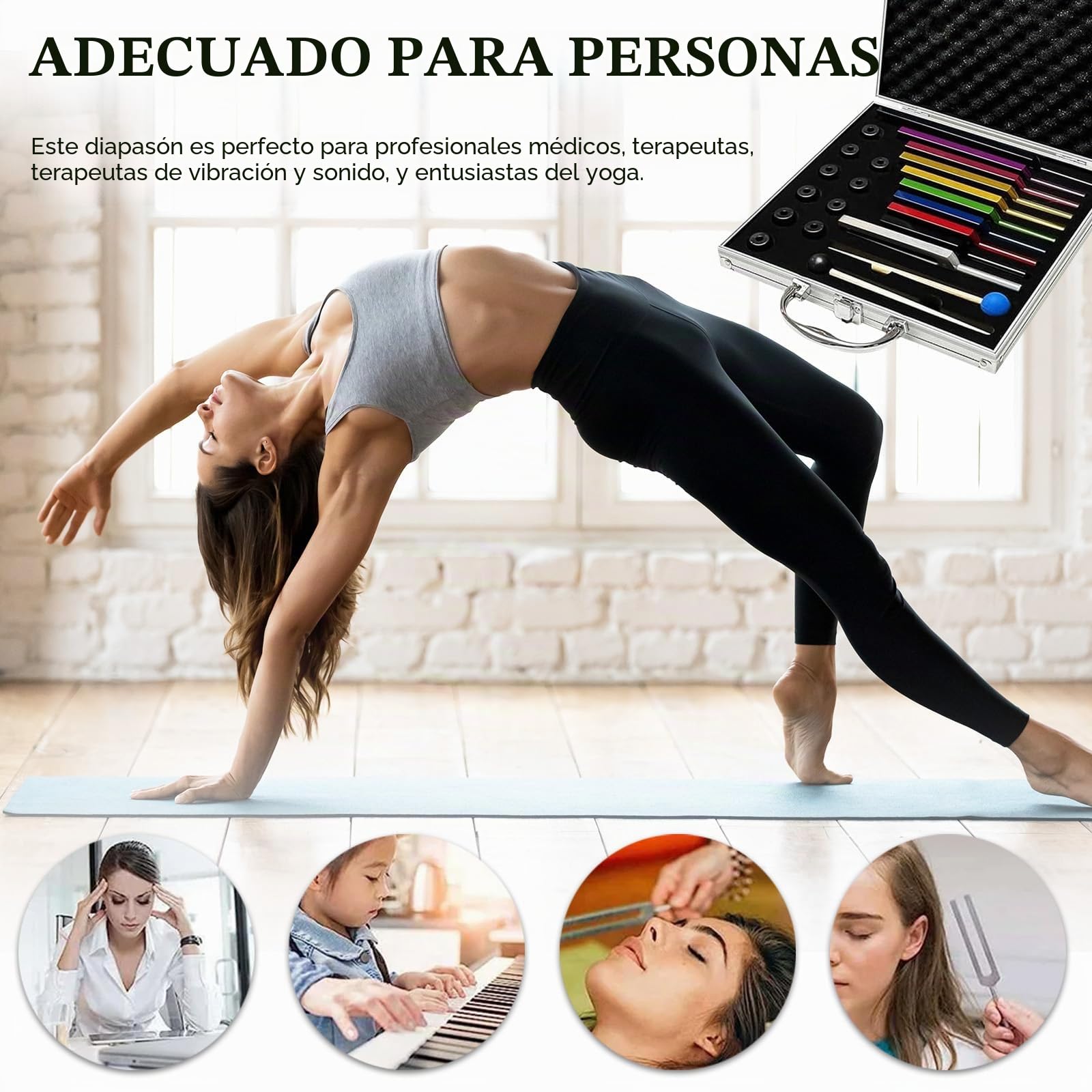 Diapasón, 10 PCSJuego Diapasones Martillo Reflejo Diapasón Terapéutico Neurología 174 285 396 417 528 639 741 852 963 432 Hz Con Base 2 Martillos Paño Limpieza Para Curación Sonido Anticompresión