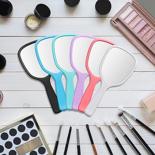 Miniatura 3 de Espejo de mano de mano con mango de plástico compacto para maquillaje de viaje, espejo cosmético, pequeño espejo personal portátil de mano para el