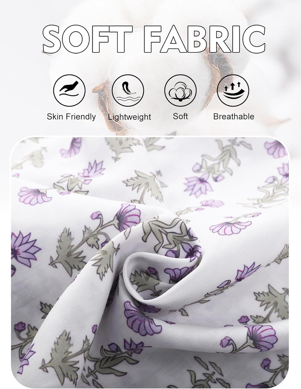 Flygo Floral Pajama Sets for Women 2 Piece Lounge Set Ruffle Cami Top and Shorts Pj Set Sleepwear(LightPurple-S) - Image 6