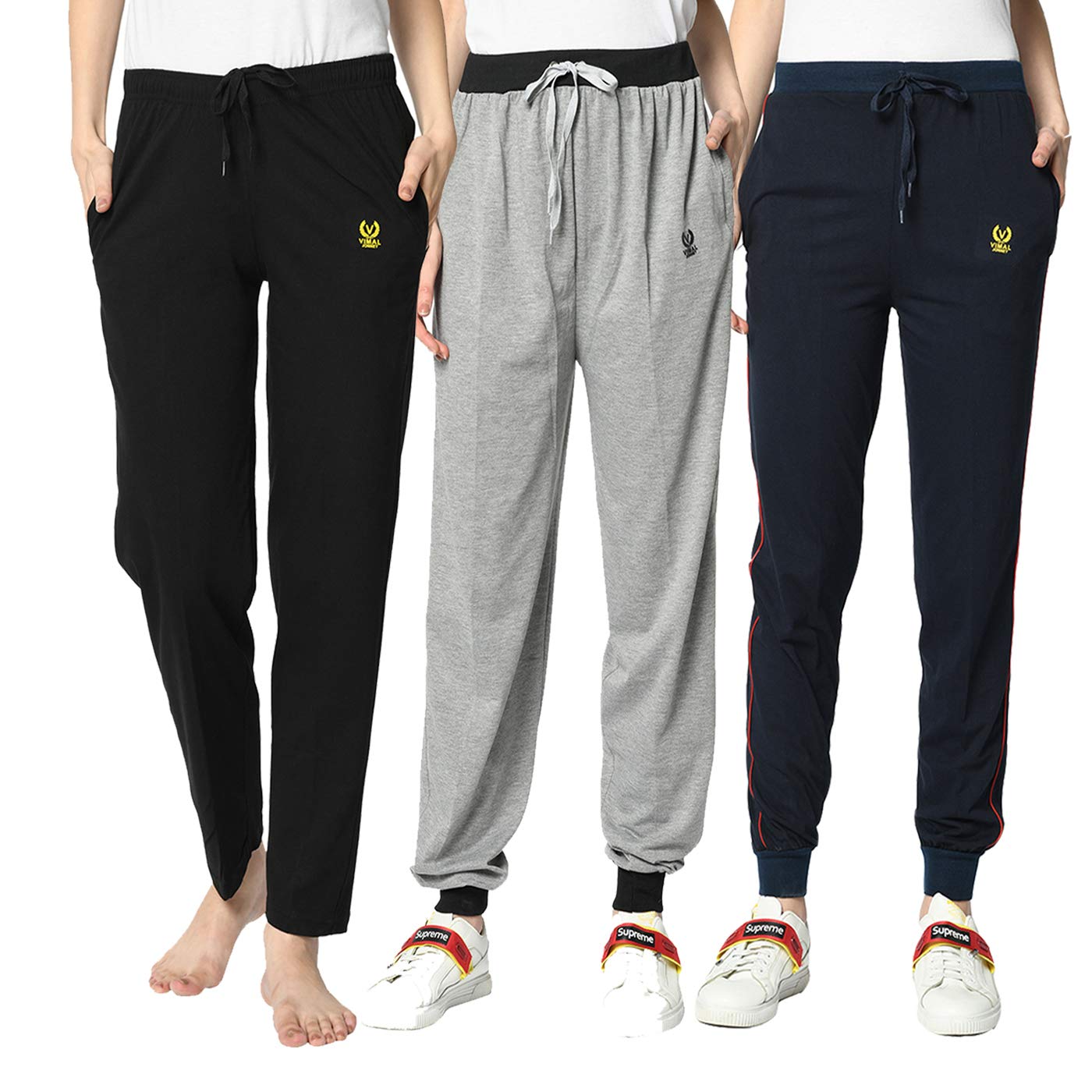 mack jonney Women's Cotton Regular Fit Track Pants | Lower |Pajama |Lounge Pant for Women (Pack of 3)-Vj-Mtp-Group21-picture-34