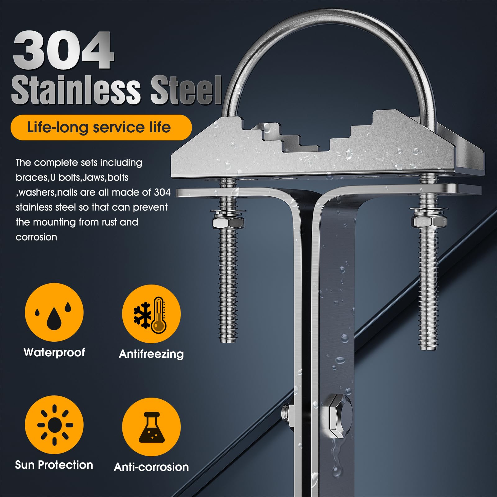 A Pair of SS304 antena ścienna 40 cm wysoki słup Heavy Duty Pole or Pole Attachment for Satellite Bowl/DVB-T2 radio antena/antena LTE / parasol