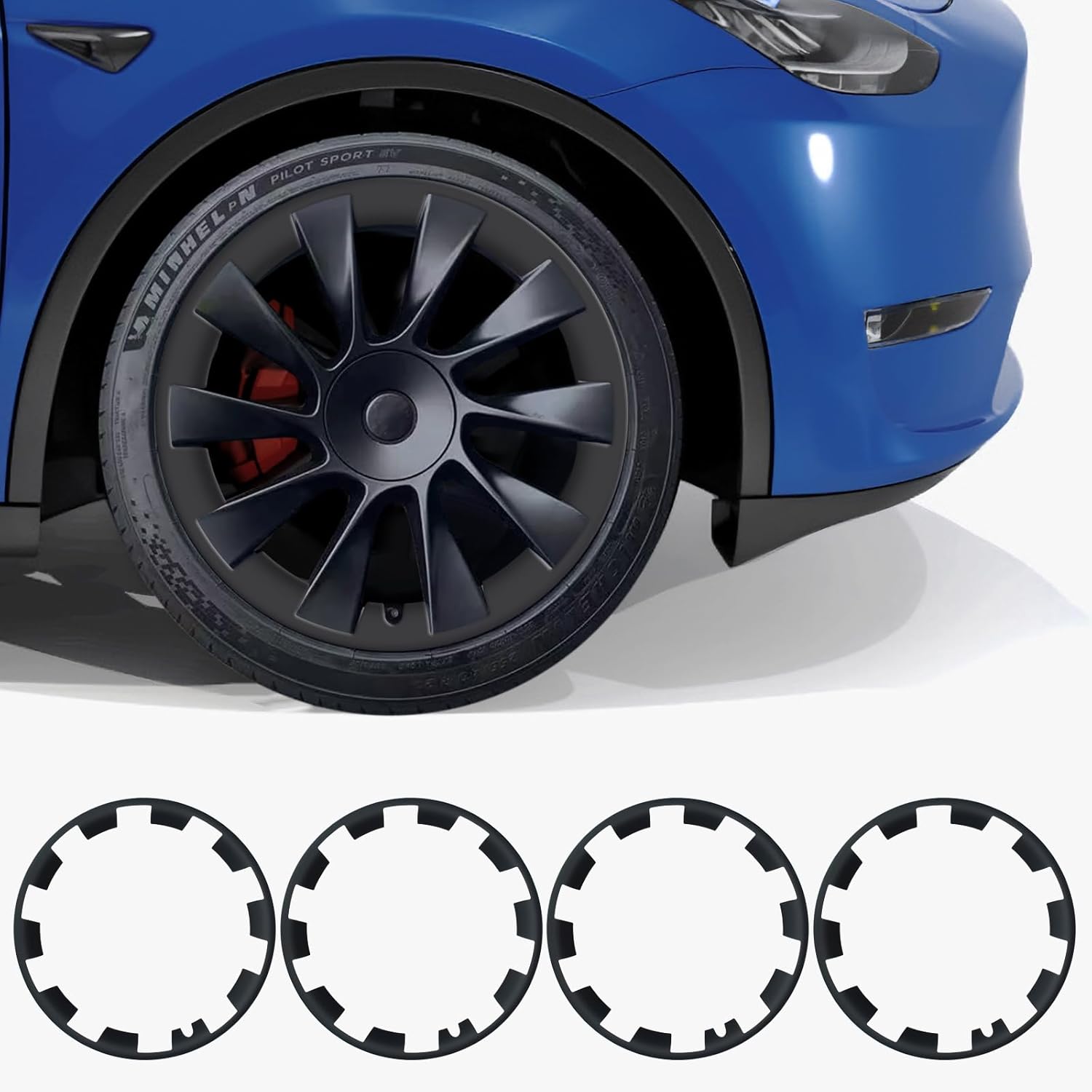 Tesla Model Y Rim Protector Fit 20" Induction Wheels 2020-2024|Wheel Covers 20 inch|ABS Guard Hubcap Cover for Curb Rash Prevention| Model Y Accessories|Matte Black(Set of 4) BHQ-20 20'' Model Y-4pcs