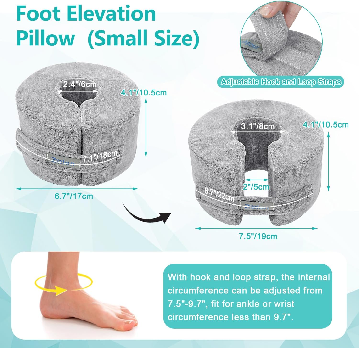 Zelen Foot Elevation Pillow Ankle Heel Elevator Wedge Foot Support Pillow Medical Ankle Cushion for Bed Sore Pressure Ulcer Sleeping Feet Leg Rest Elevated Support Foam Surgery Recovery (Small, 1PCS)