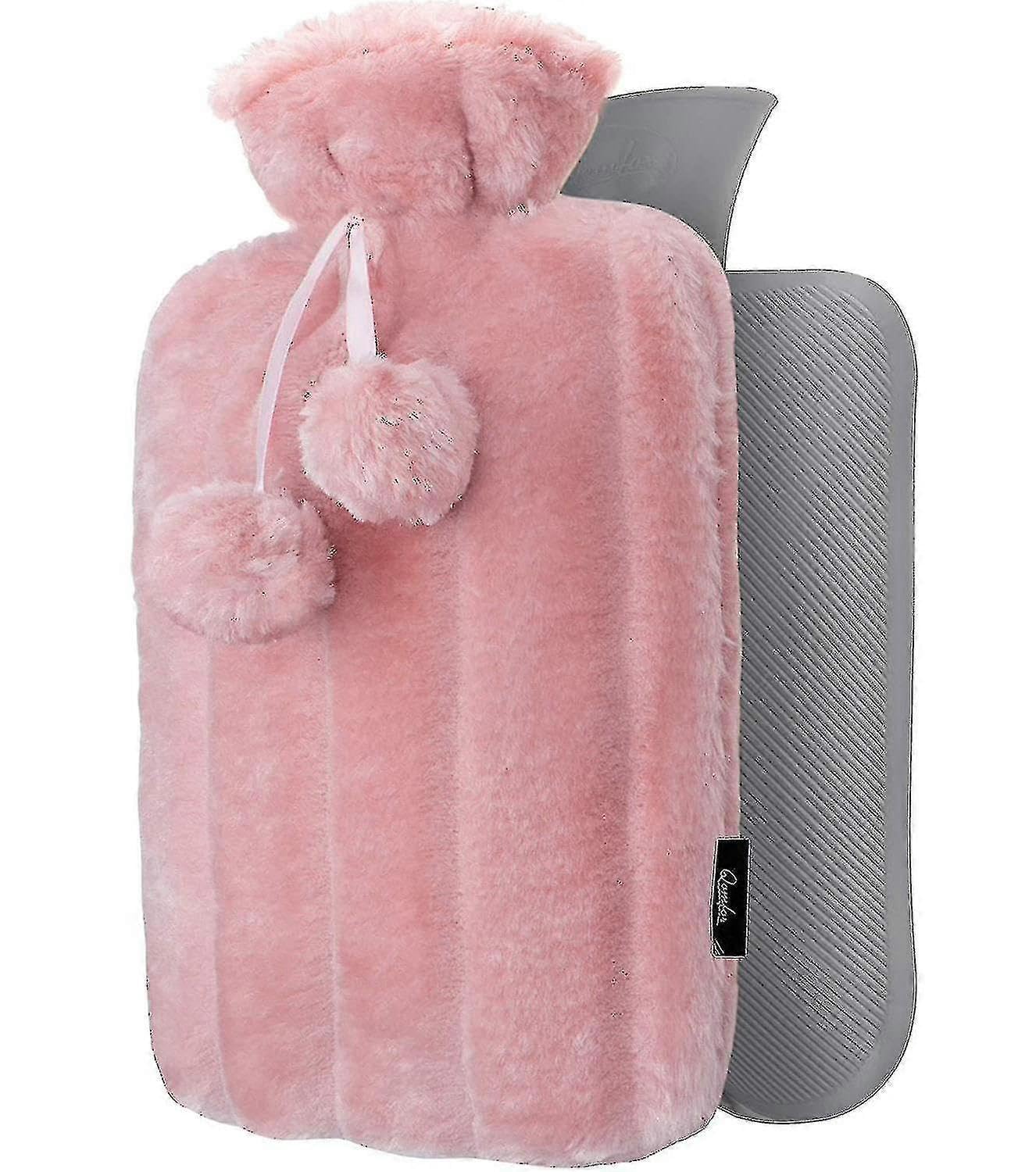 JOYHAPPST Hot Water Bottle With Cover, 1.8l Soft Fluff Hot Water Bottle
