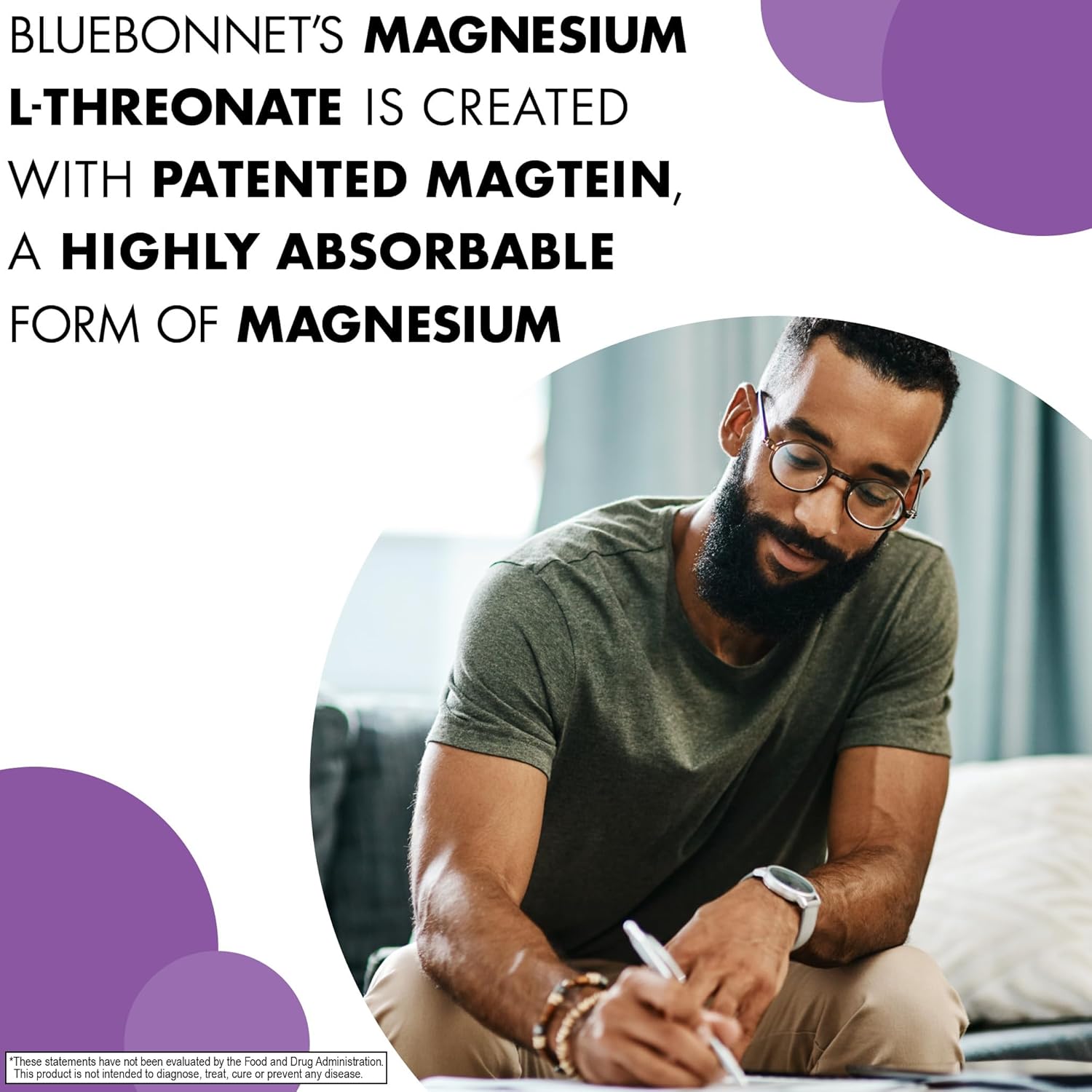 Bluebonnet Nutrition Magtein Magnesium L-Threonate, Brain Health*, Non-GMO, Vegan, Kosher Certified, Gluten-Free, Soy-Free, 90 Vegetable Capsules, 30 Servings