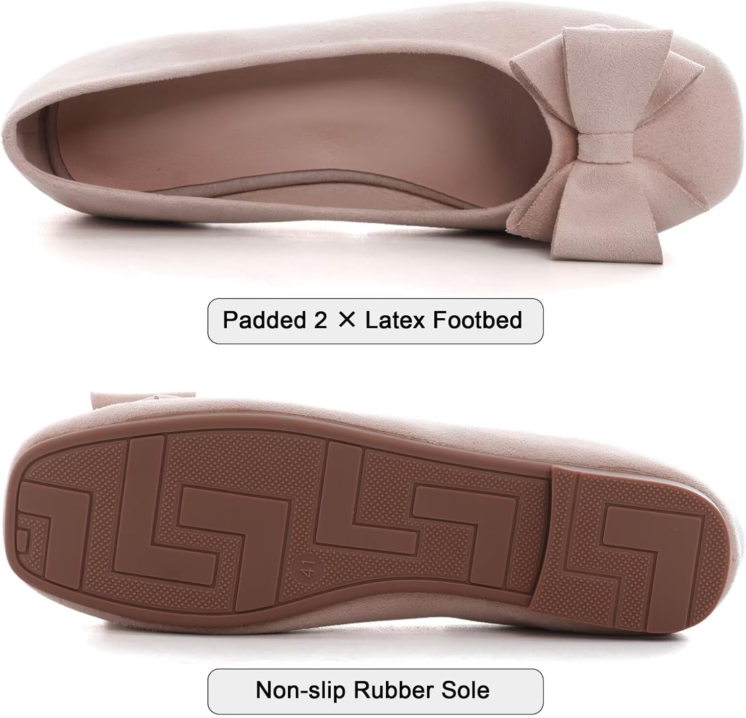 WENJIAZHIZHI Womens Square Toe Ballet Flats Bow-Knot Slip-Ons Dressy Bowtie Casual Comfortable Wear to Work Loafers - Image 5