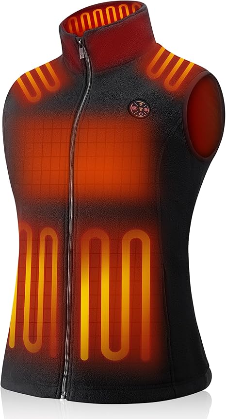 TODWARM Women Heated Vest with Battery Pack Included, Fleece Electric Heating Vests 15-Zone Warming for Winter 7.4V