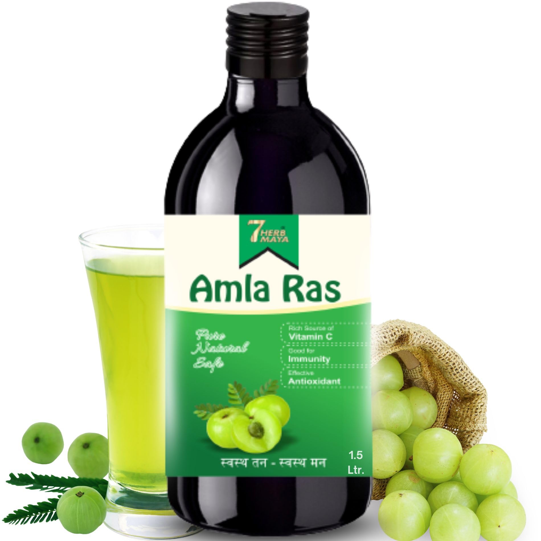 7HerbMaya Amla Juice | Cold-Pressed from Fresh Wild Amlas | Naturally Raw & Unfiltered | No Added Sugar | Preservative-Free Wellness Juice | Inspired by Ayurvedic Hair Care Rituals (1.5 Litre)-picture-19