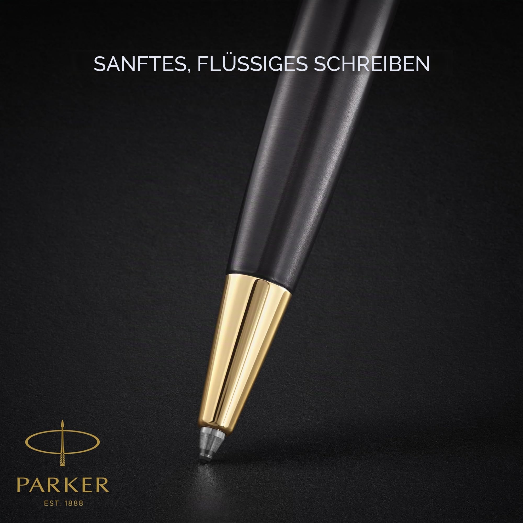 Parker Sonnet Kugelschreiber | grau lackiert mit goldenen Zierteilen | mittlere Spitze | Nachfüllpackung schwarze Tinte | Geschenkbox | perfekte Geschenke zum Schulabschluss