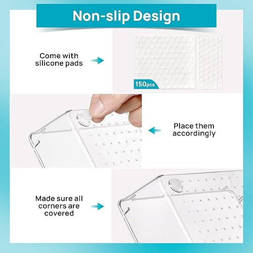 Miniatura 10 de Vtopmart 66 cubos organizadores de cajones de plástico transparente, 4 tamaños versátiles bandejas organizadoras de baño y tocador, recipientes de