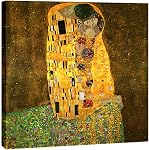 The Kiss - Classic Klimt Paintings Reproductions Canvas Prints, Modern Canvas Wall Art for Wall Decor and home decoration, Stretched and Framed Artwork, Canvas Print on Canvas, Ready to Hang 24 by 24inch