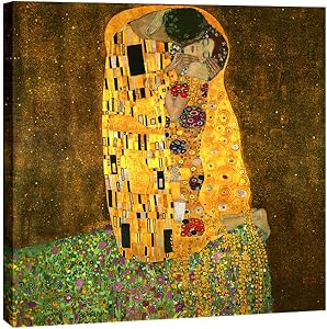 The Kiss - Classic Klimt Paintings Reproductions Canvas Prints, Modern Canvas Wall Art for Wall Decor and home decoration, Stretched and Framed Artwork, Canvas Print on Canvas, Ready to Hang 24 by 24inch